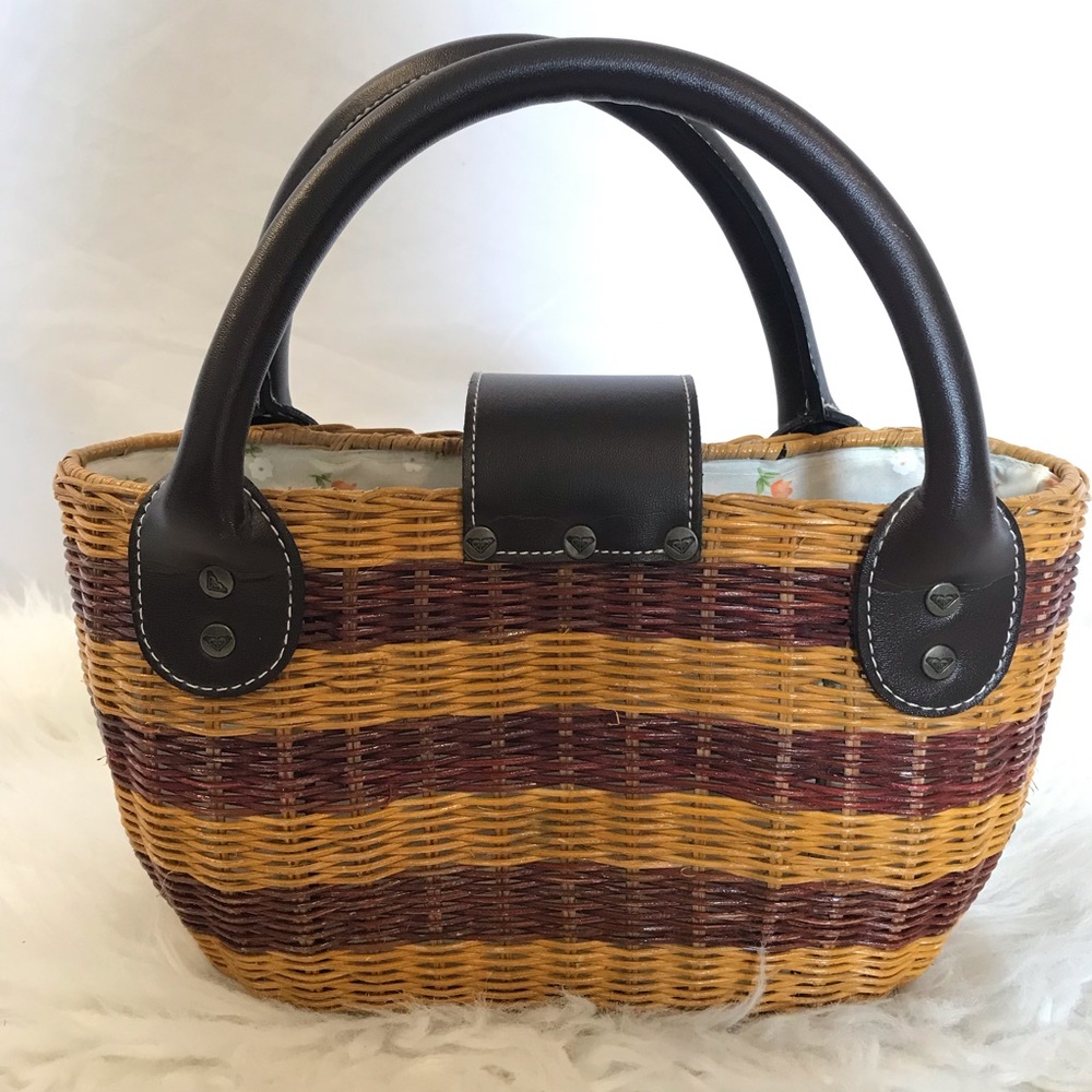 NWOT Roxy Top Handle Mini Straw Bag - Picture 2 of 7